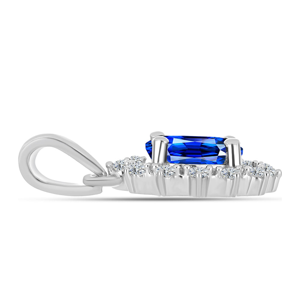 Pandantiv din Argint 925 ( 0.98 grame ) cu Safir Albastru Australian și Topaz Alb 1.28 Carate