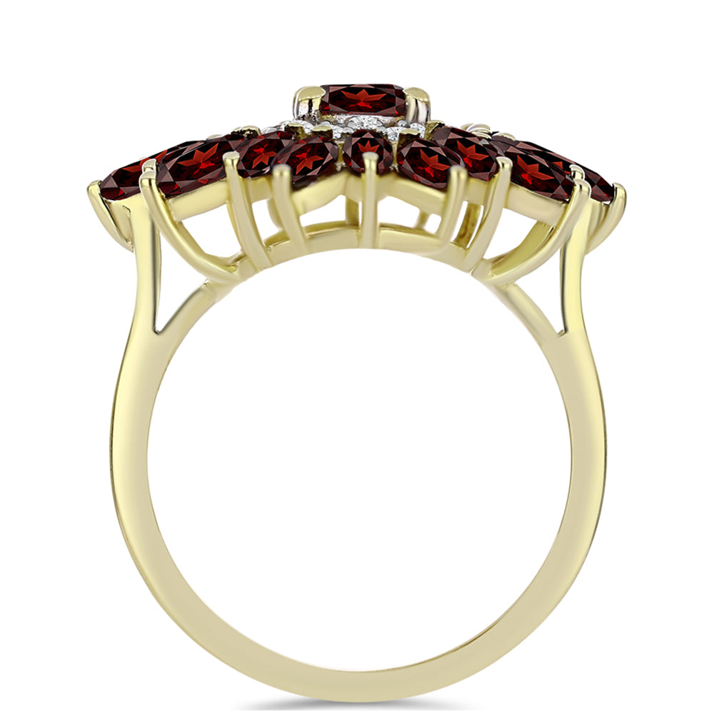 Inel din Argint 925 Placat cu Aur ( 4.06 grame ) cu Granat Barton și Topaz Alb 3.81 Carate 2 