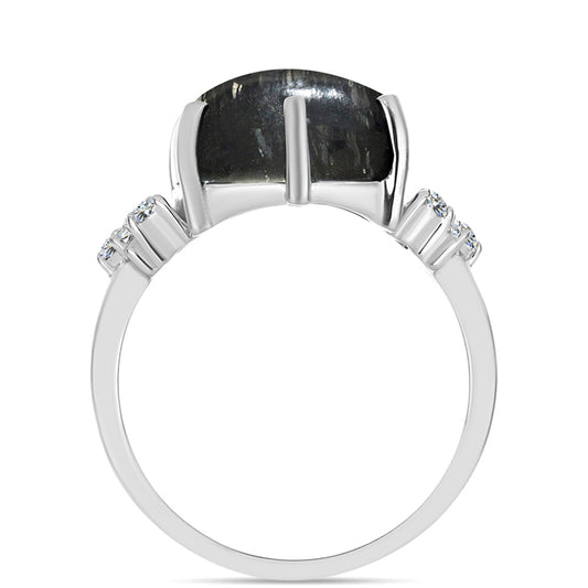 Inel din Argint 925 ( 3.31 grame ) cu Jasp Picasso și Topaz Alb 12.65 Carate