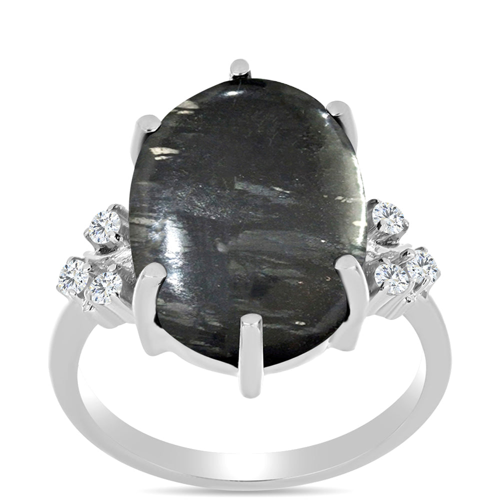 Inel din Argint 925 ( 3.31 grame ) cu Jasp Picasso și Topaz Alb 12.65 Carate