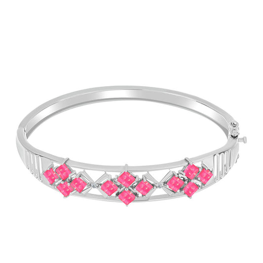 Brățară din Argint 925 ( 20.67 grame ) cu Opal Lega Dembi Roz și Topaz Alb 2.6 Carate