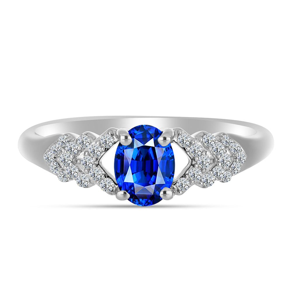 Inel din Argint 925 ( 2.24 grame ) cu Safir Albastru Australian și Topaz Alb 1.28 Carate 1 