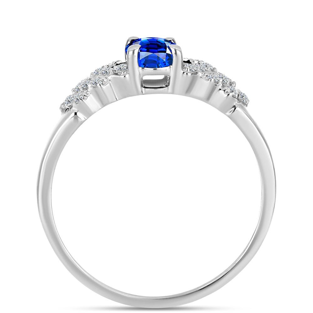 Inel din Argint 925 ( 2.24 grame ) cu Safir Albastru Australian și Topaz Alb 1.28 Carate