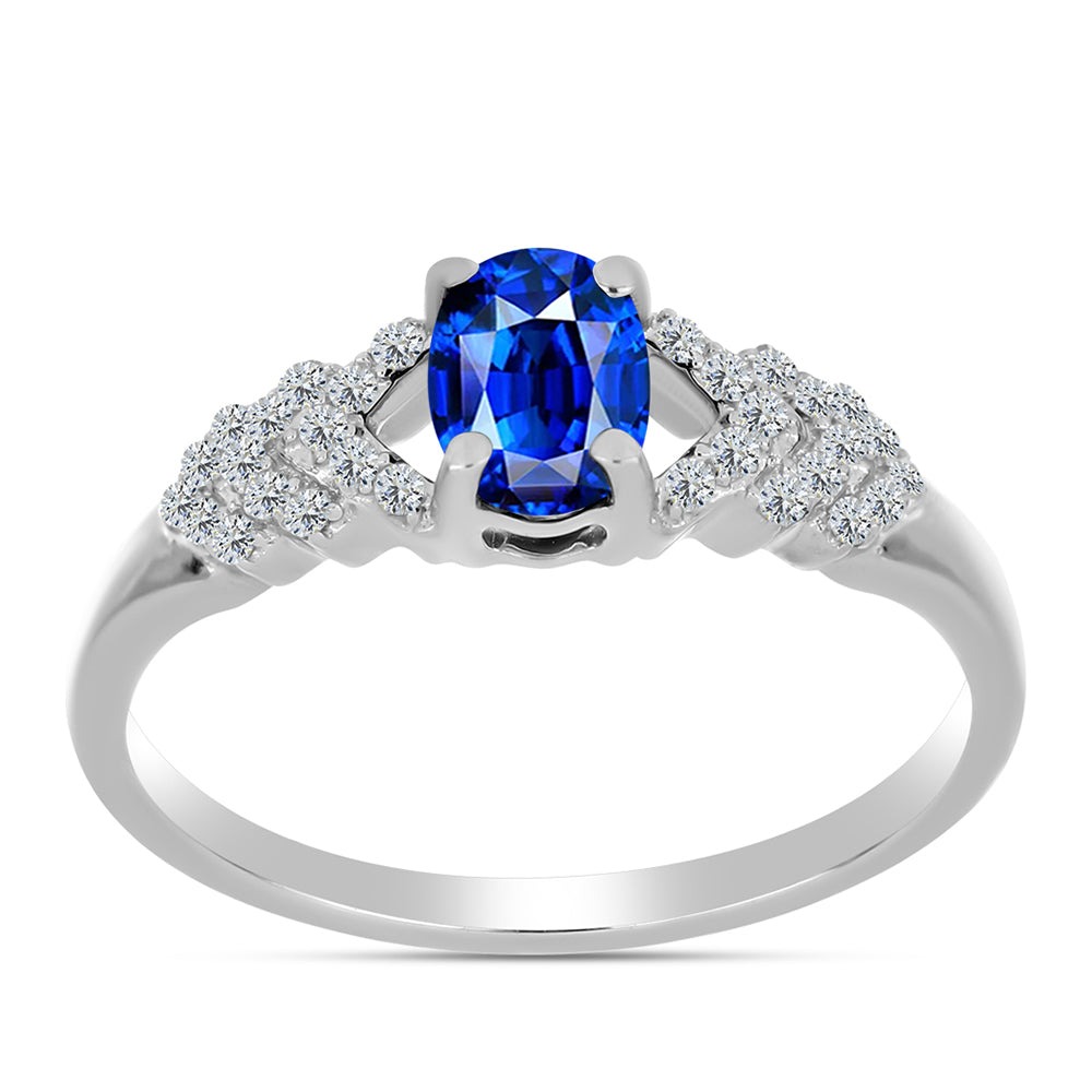 Inel din Argint 925 ( 2.24 grame ) cu Safir Albastru Australian și Topaz Alb 1.28 Carate 3 