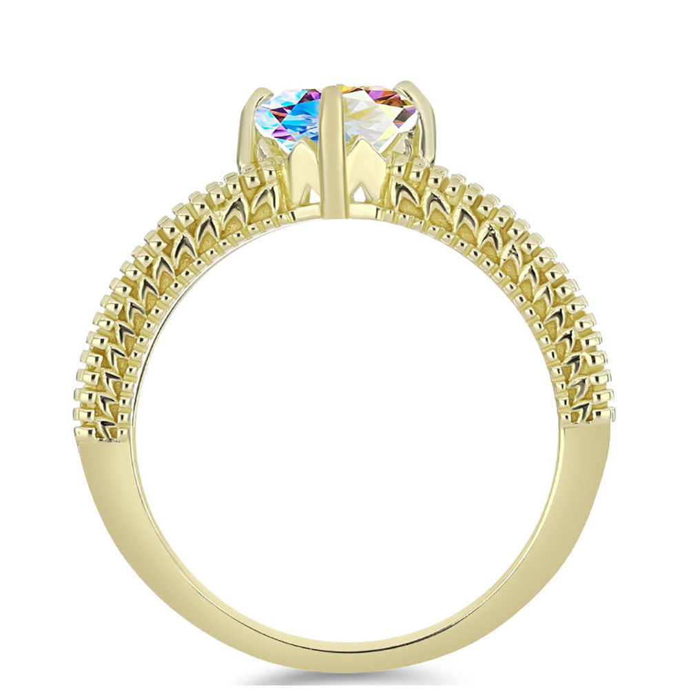 Inel din Argint 925 Placat cu Aur ( 3.56 grame ) cu Moissanit de Gheață 1.23 Carate 2 