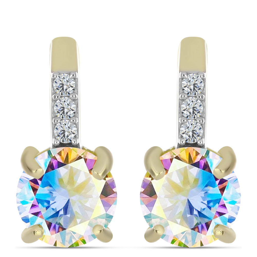 Cercei din Argint 925 Placat cu Aur ( 2.42 grame ) cu Moissanit de Gheață și Topaz Alb 2.55 Carate 1 