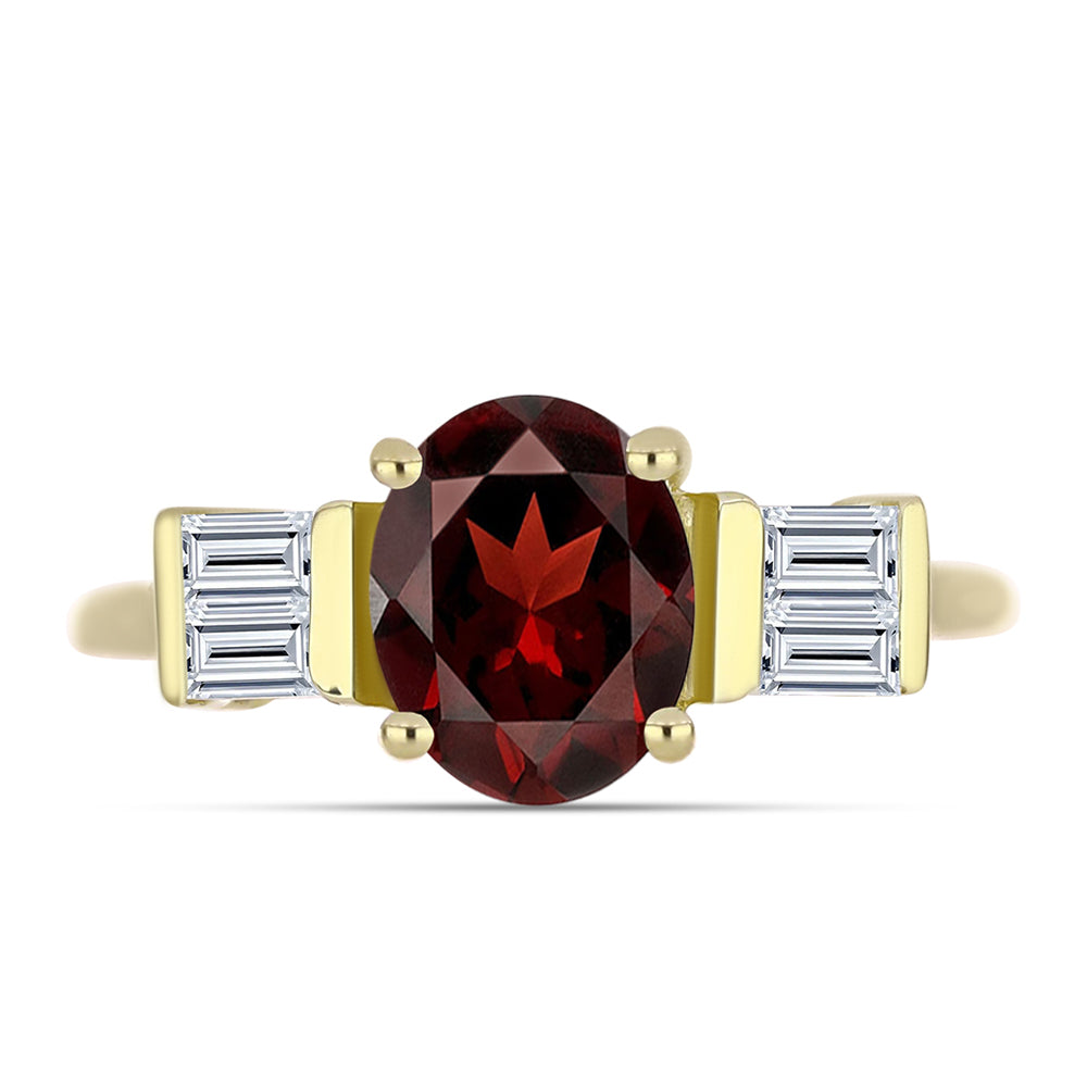 Inel din Argint 925 Placat cu Aur ( 2.58 grame ) cu Granat Barton și Topaz Alb 2.56 Carate 1 