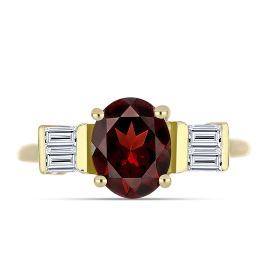 Inel din Argint 925 Placat cu Aur ( 2.58 grame ) cu Granat Barton și Topaz Alb 2.56 Carate