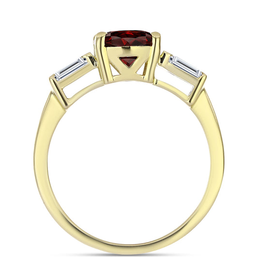 Inel din Argint 925 Placat cu Aur ( 2.58 grame ) cu Granat Barton și Topaz Alb 2.56 Carate