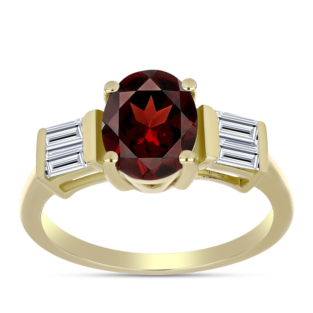 Inel din Argint 925 Placat cu Aur ( 2.58 grame ) cu Granat Barton și Topaz Alb 2.56 Carate
