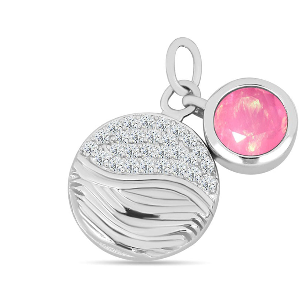 Pandantiv din Argint 925 ( 2.61 grame ) cu Opal Lega Dembi Roz și Topaz Alb 0.73 Carate