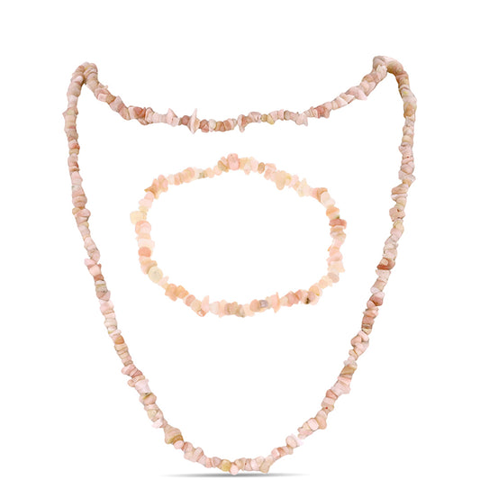 Set din Pepită ( 22.12 grame ) cu Opal Lega Dembi Roz 110.6 Carate ( Colier+Brățară )