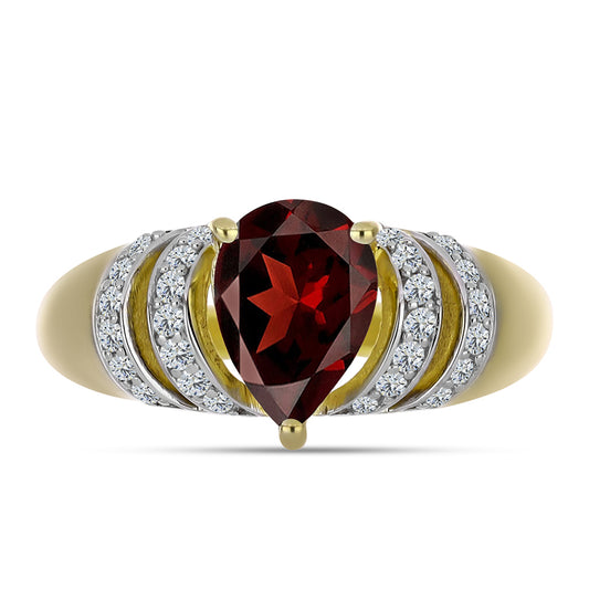 Inel din Argint 925 Placat cu Aur ( 3.29 grame ) cu Granat Barton și Topaz Alb 2.27 Carate