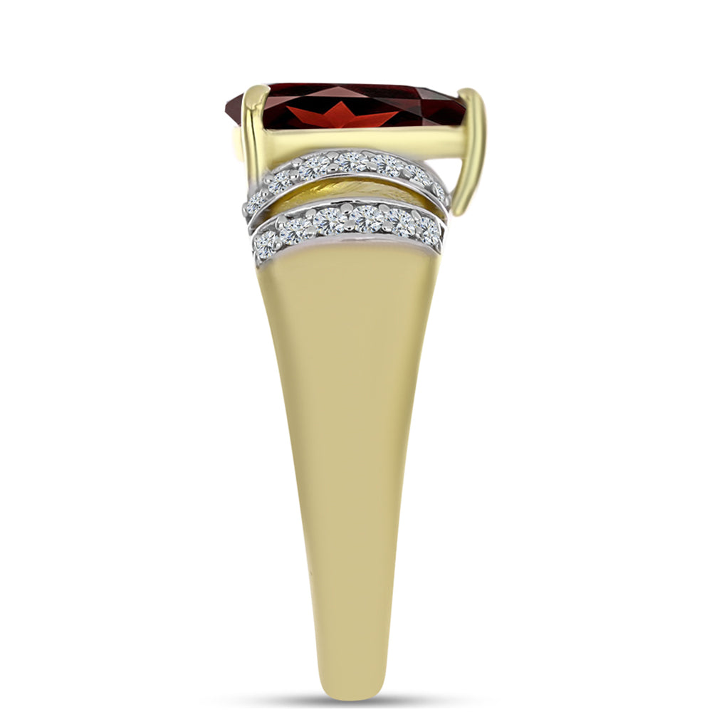 Inel din Argint 925 Placat cu Aur ( 3.29 grame ) cu Granat Barton și Topaz Alb 2.27 Carate 4 