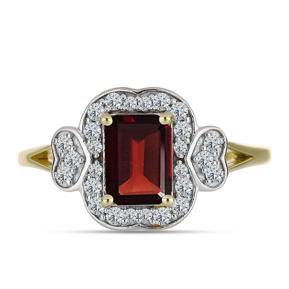 Inel din Argint 925 Placat cu Aur ( 2.92 grame ) cu Granat Barton și Topaz Alb 1.85 Carate