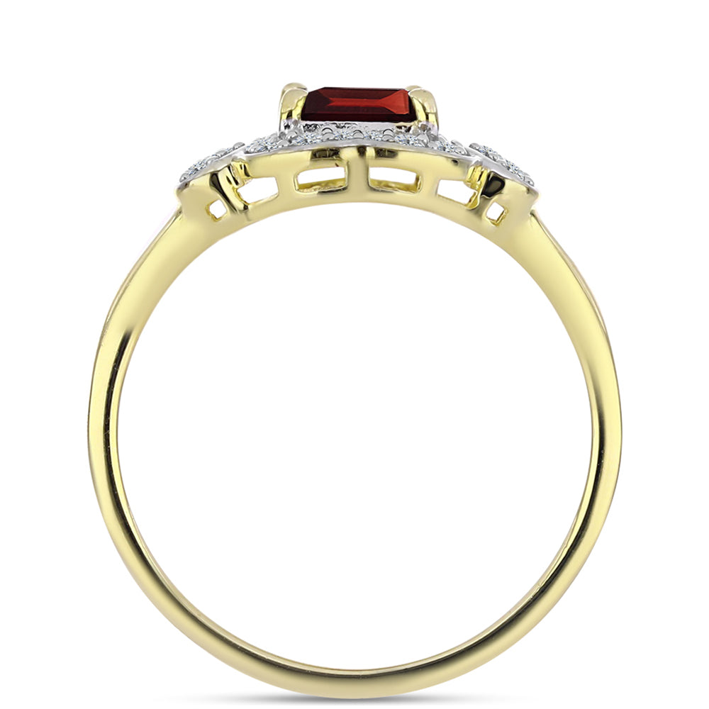 Inel din Argint 925 Placat cu Aur ( 2.92 grame ) cu Granat Barton și Topaz Alb 1.85 Carate