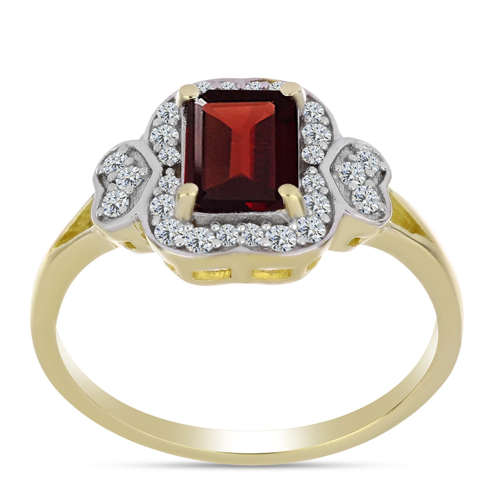 Inel din Argint 925 Placat cu Aur ( 2.92 grame ) cu Granat Barton și Topaz Alb 1.85 Carate 3 