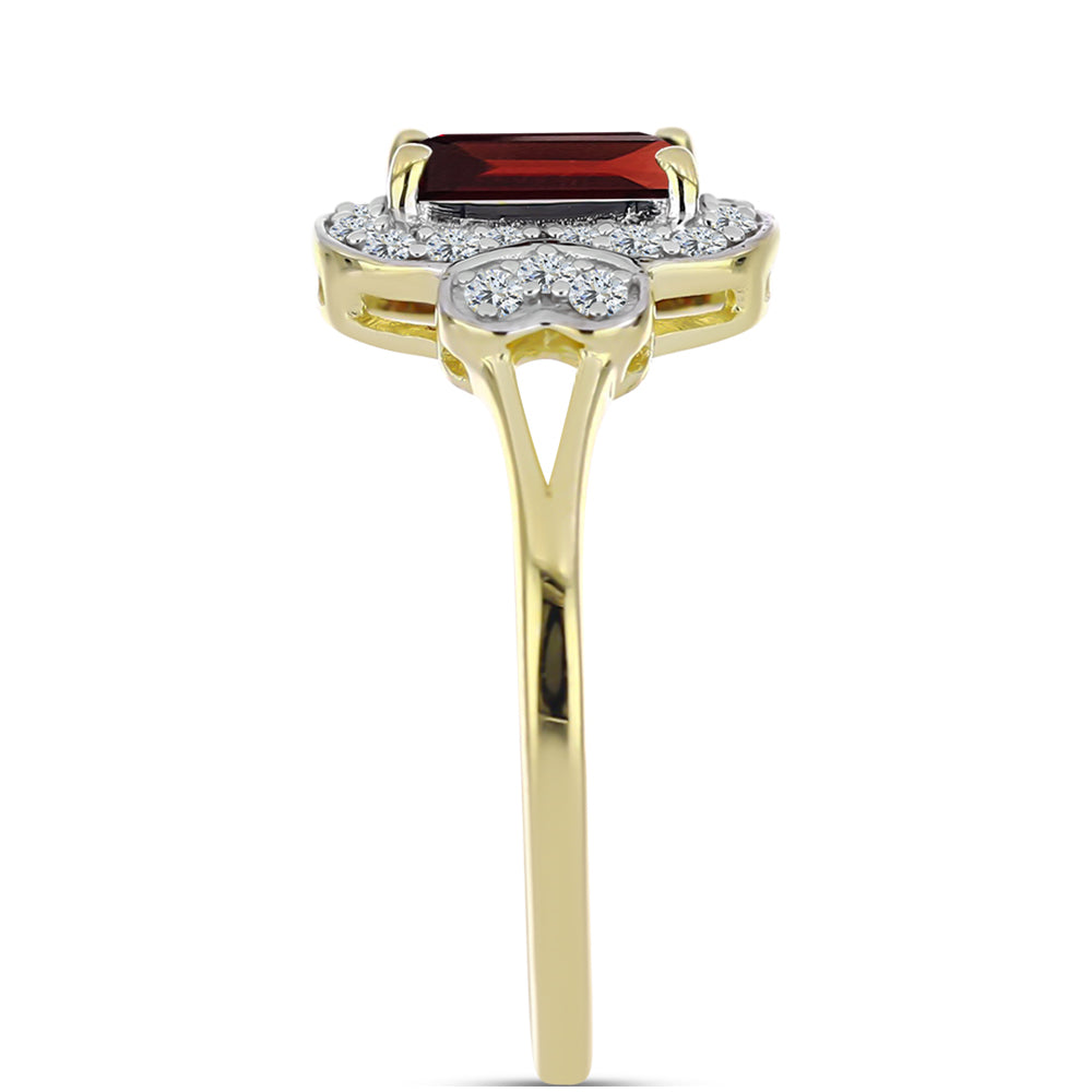 Inel din Argint 925 Placat cu Aur ( 2.92 grame ) cu Granat Barton și Topaz Alb 1.85 Carate 4 