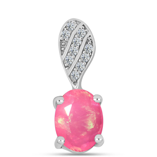 Pandantiv din Argint 925 ( 0.8 grame ) cu Opal Lega Dembi Roz și Topaz Alb 0.77 Carate