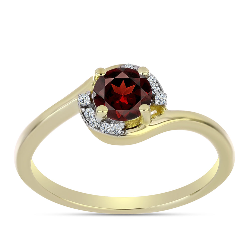 Inel din Argint 925 Placat cu Aur ( 2.48 grame ) cu Granat Barton și Topaz Alb 1.01 Carate 3 