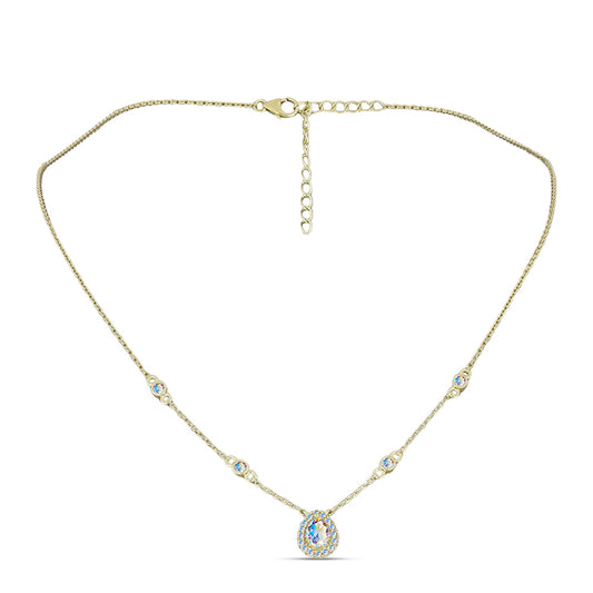 Colier din Argint 925 Placat cu Aur ( 4.02 grame ) cu Moissanit de Gheață 1.17 Carate