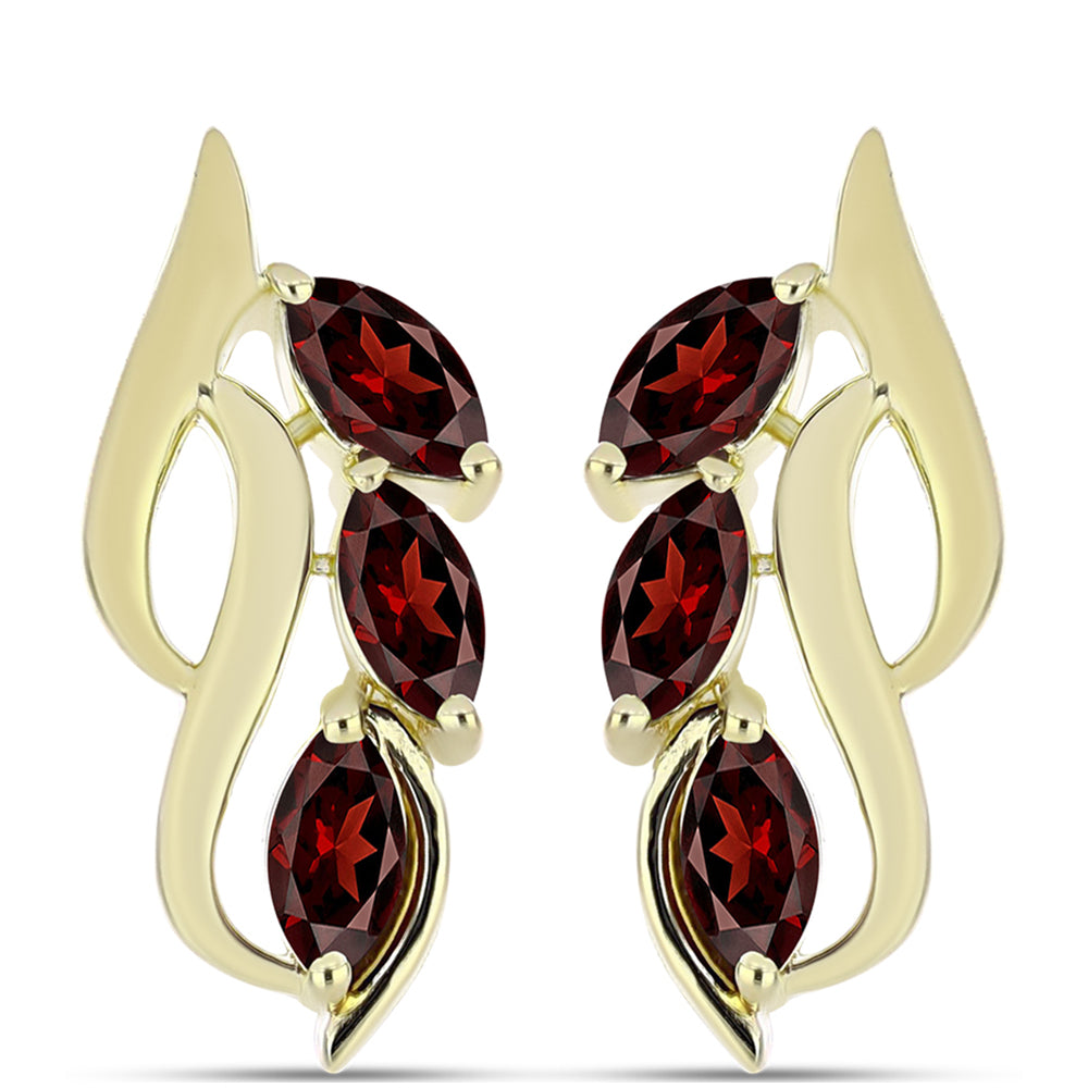 Cercei din Argint 925 Placat cu Aur ( 5.26 grame ) cu Granat Barton 1.83 Carate 1 