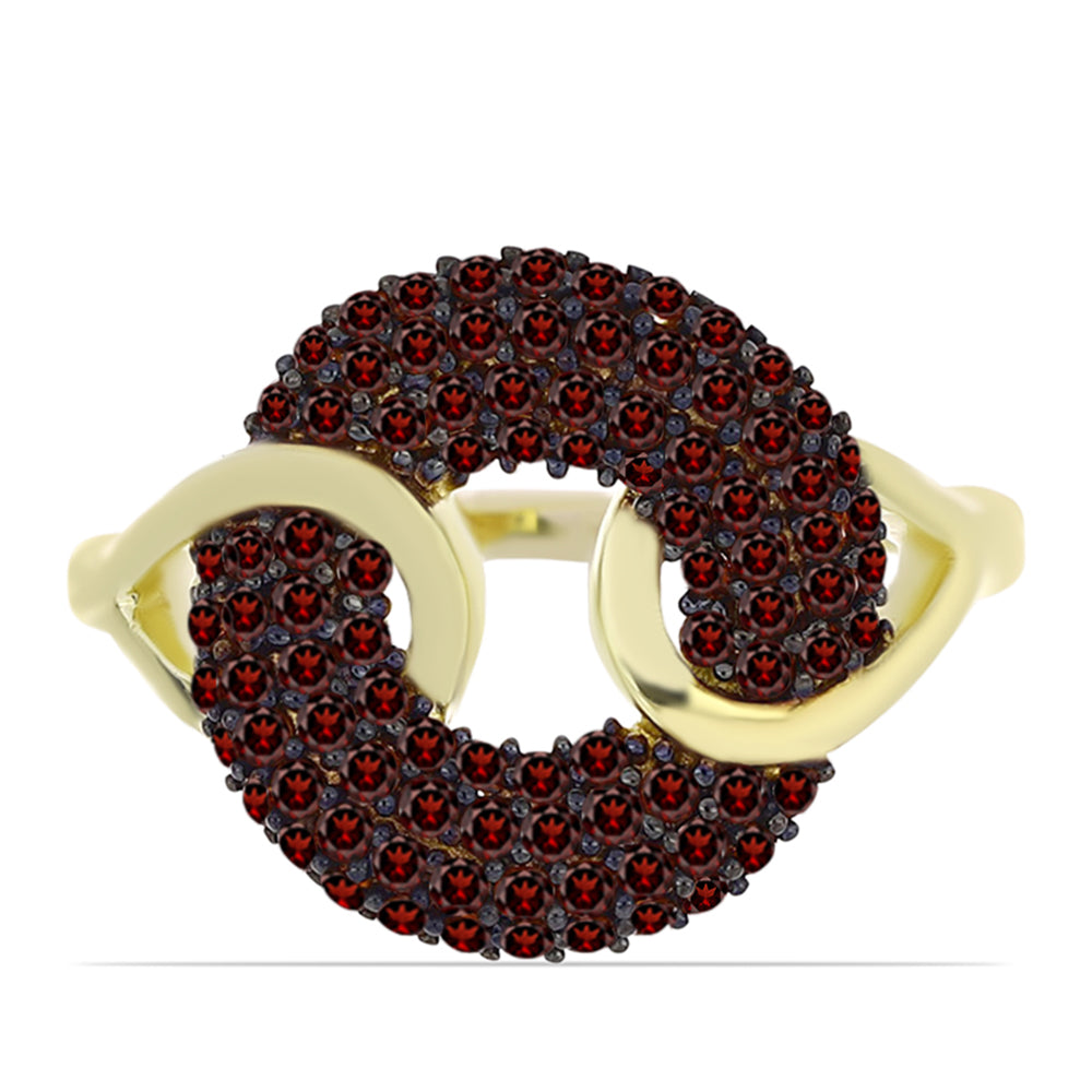 Inel din Argint 925 Placat cu Aur ( 3.49 grame ) cu Granat Barton 0.9 Carate 1 
