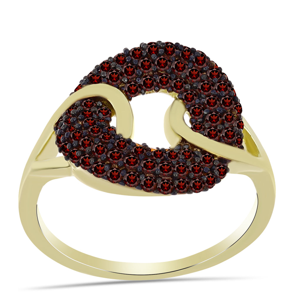 Inel din Argint 925 Placat cu Aur ( 3.49 grame ) cu Granat Barton 0.9 Carate 3 