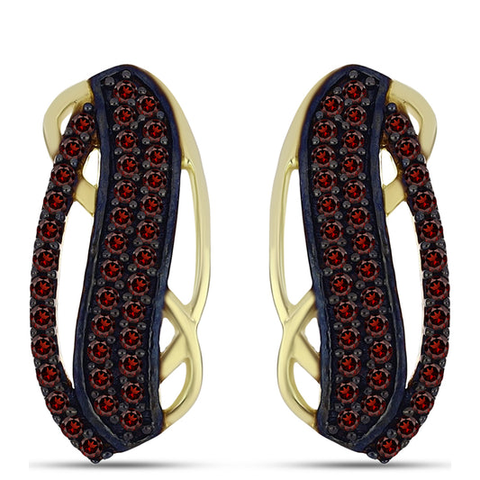 Cercei din Argint 925 Placat cu Aur ( 3.68 grame ) cu Granat Barton 0.55 Carate