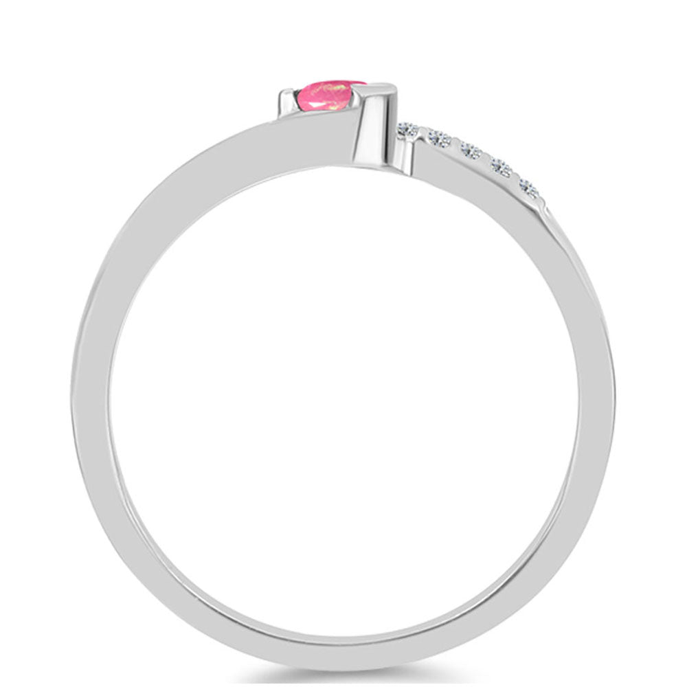 Inel din Argint 925 ( 1.73 grame ) cu Opal Lega Dembi Roz și Topaz Alb 0.13 Carate