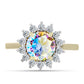 Inel din Argint 925 Placat cu Aur ( 2.65 grame ) cu Moissanit de Gheață și Topaz Alb 2.3 Carate