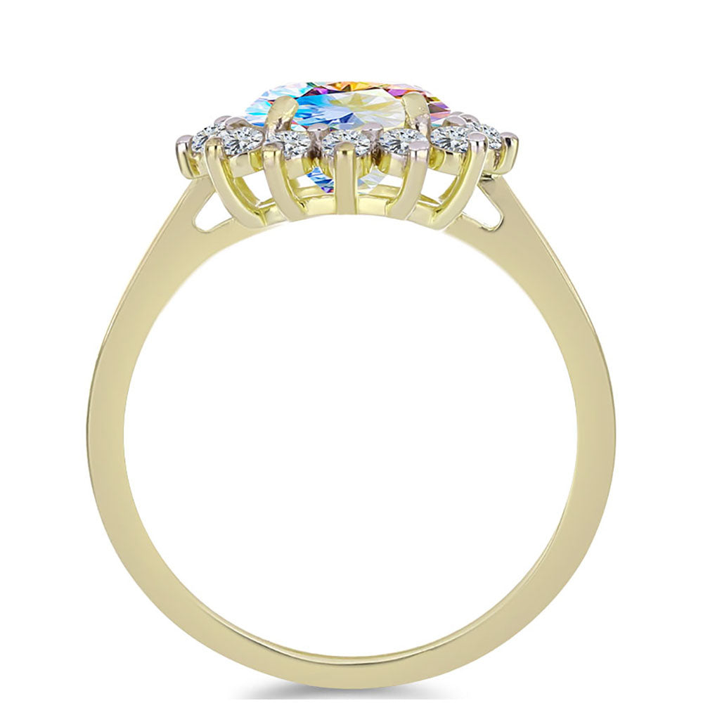Inel din Argint 925 Placat cu Aur ( 2.65 grame ) cu Moissanit de Gheață și Topaz Alb 2.3 Carate 2 