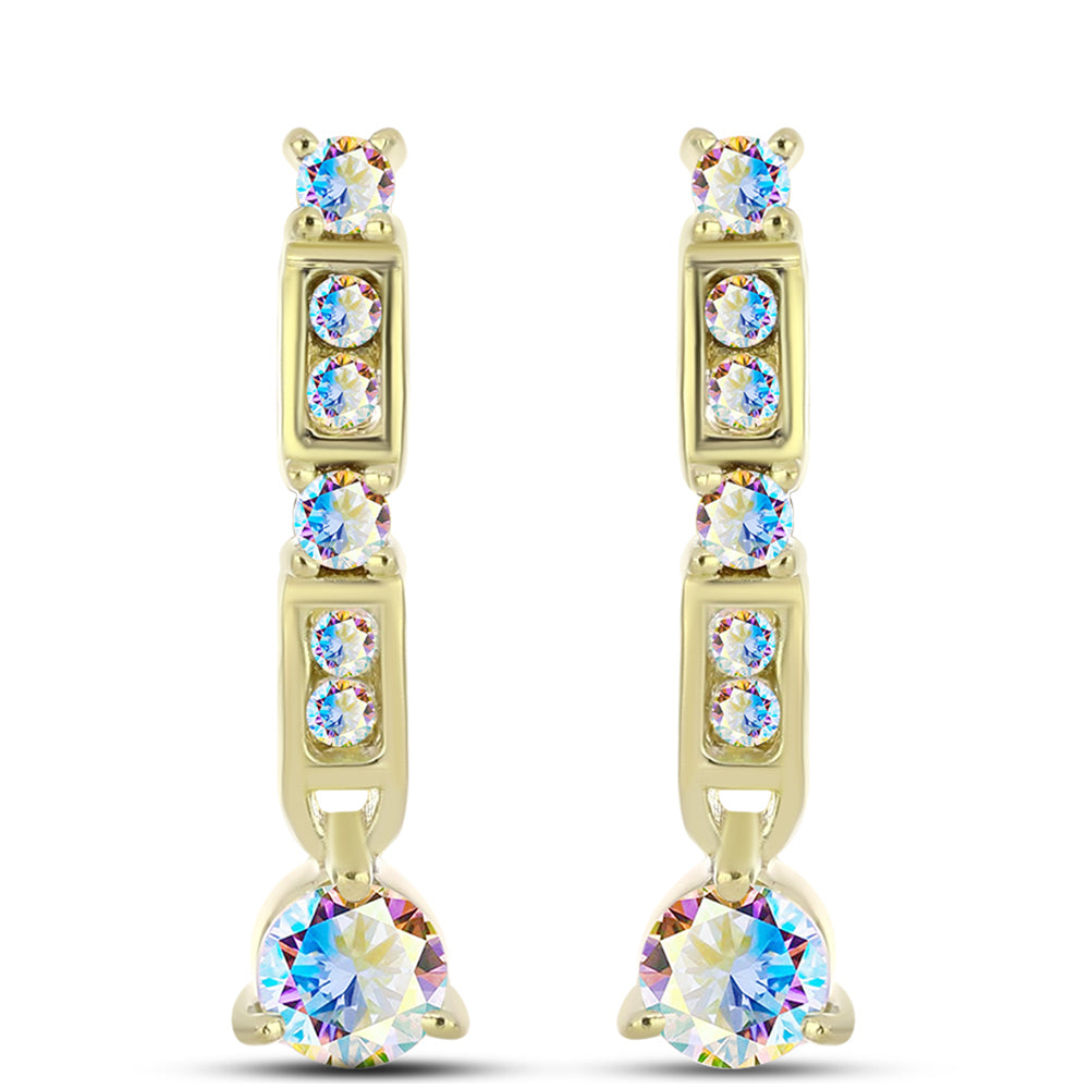 Cercei din Argint 925 Placat cu Aur ( 3.11 grame ) cu Moissanit de Gheață 0.73 Carate