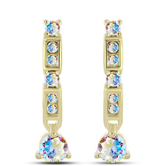 Cercei din Argint 925 Placat cu Aur ( 3.11 grame ) cu Moissanit de Gheață 0.73 Carate