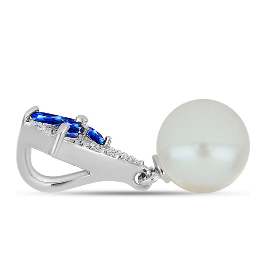 Pandantiv din Argint 925 ( 1.07 grame ) cu Safir Albastru Australian și Perlă de Apă Dulce Albă 4.41 Carate