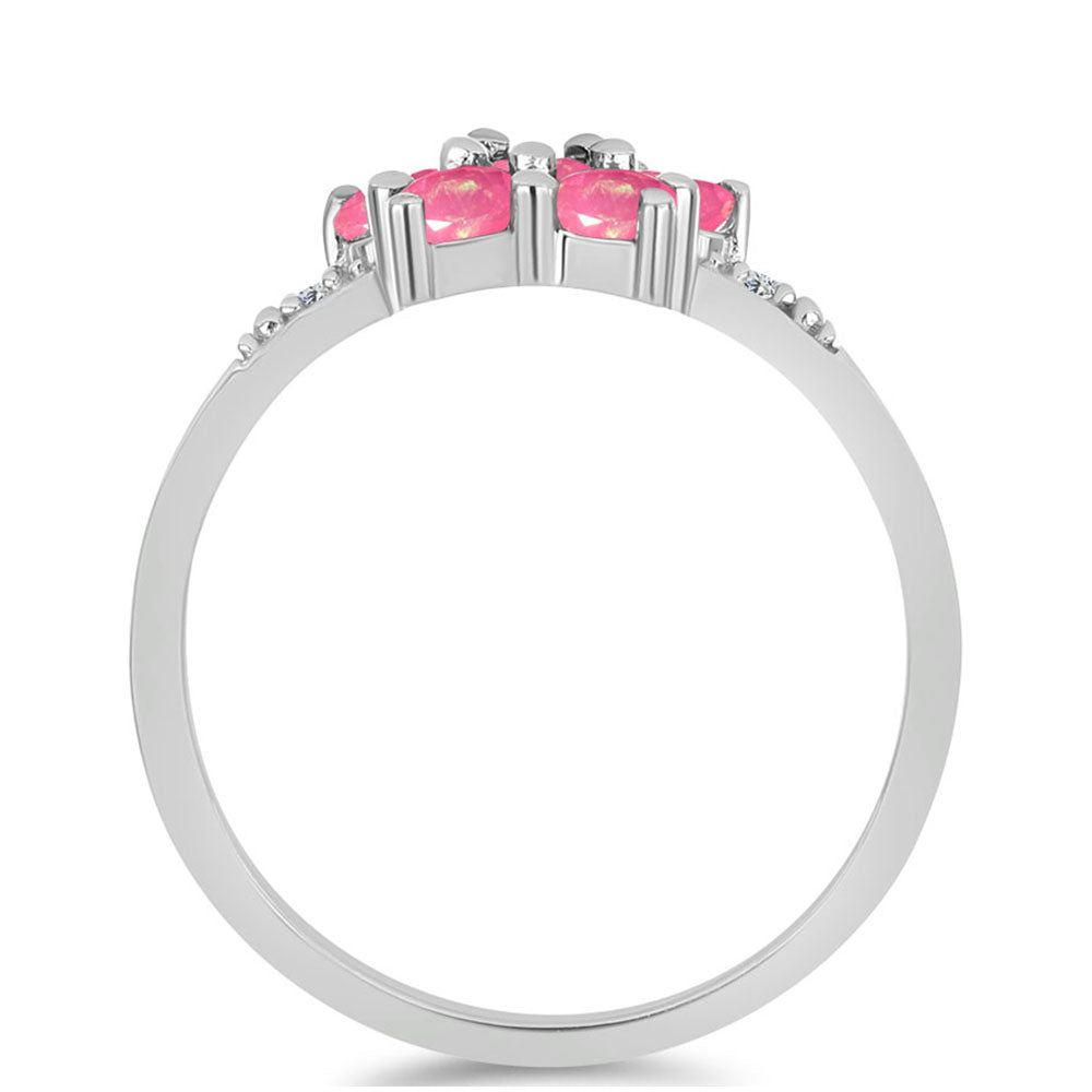 Inel din Argint 925 ( 2.14 grame ) cu Opal Lega Dembi Roz și Topaz Alb 0.47 Carate