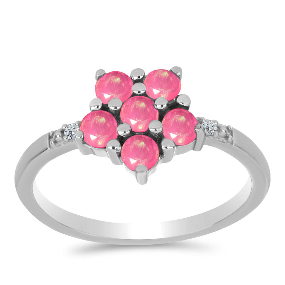 Inel din Argint 925 ( 2.14 grame ) cu Opal Lega Dembi Roz și Topaz Alb 0.47 Carate