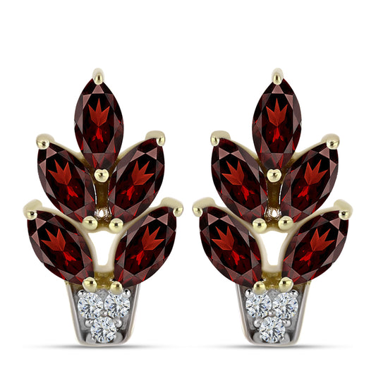 Cercei din Argint 925 Placat cu Aur ( 3.21 grame ) cu Granat Barton și Topaz Alb 1.98 Carate