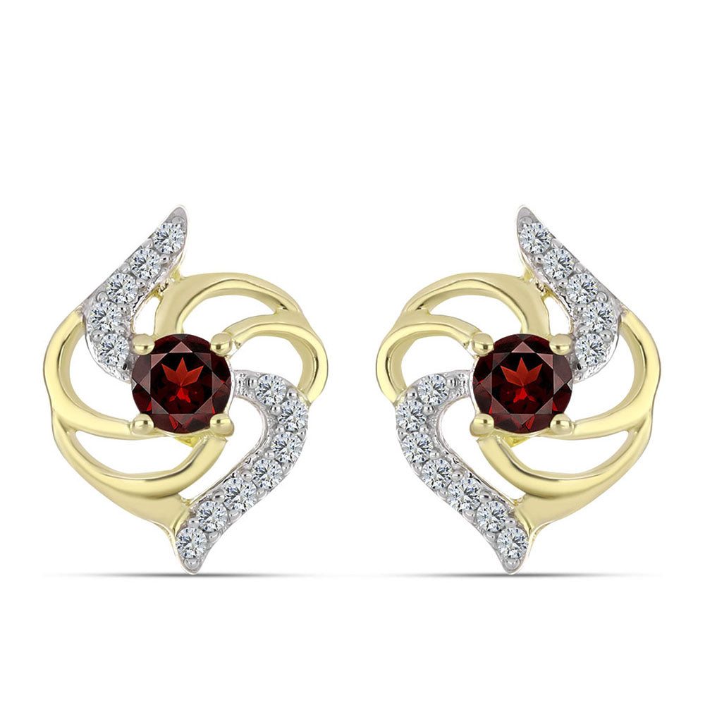 Cercei din Argint 925 Placat cu Aur ( 3.57 grame ) cu Granat Barton și Topaz Alb 0.87 Carate