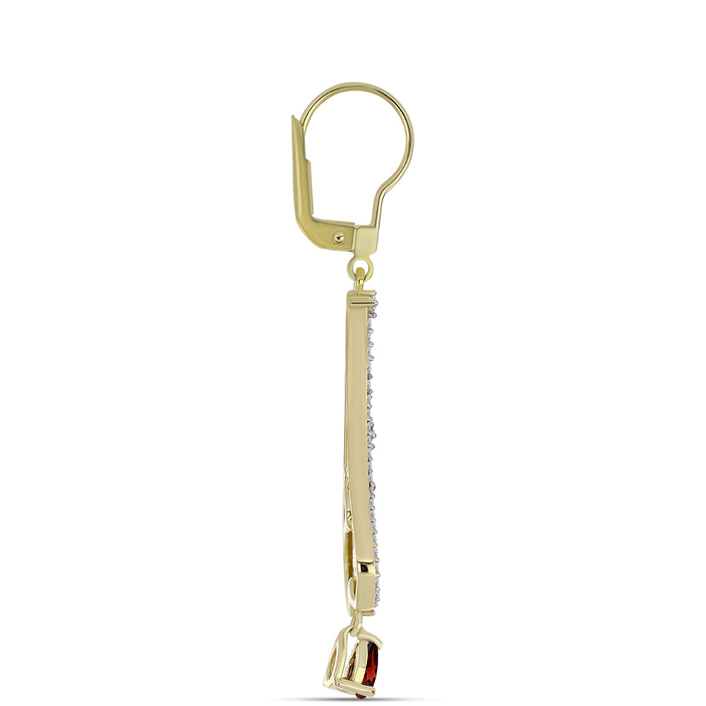 Cercei din Argint 925 Placat cu Aur ( 4.28 grame ) cu Granat Barton și Topaz Alb 1.88 Carate 2 