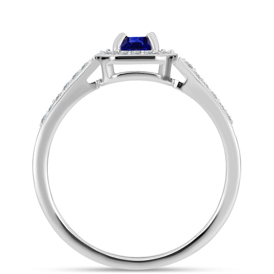 Inel din Argint 925 ( 2.27 grame ) cu Safir Albastru Australian și Topaz Alb 0.78 Carate