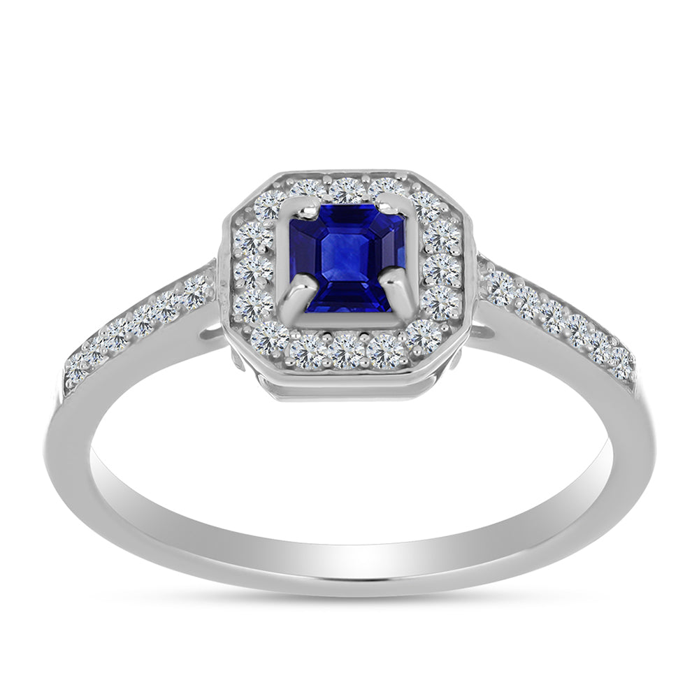 Inel din Argint 925 ( 2.27 grame ) cu Safir Albastru Australian și Topaz Alb 0.78 Carate 3 