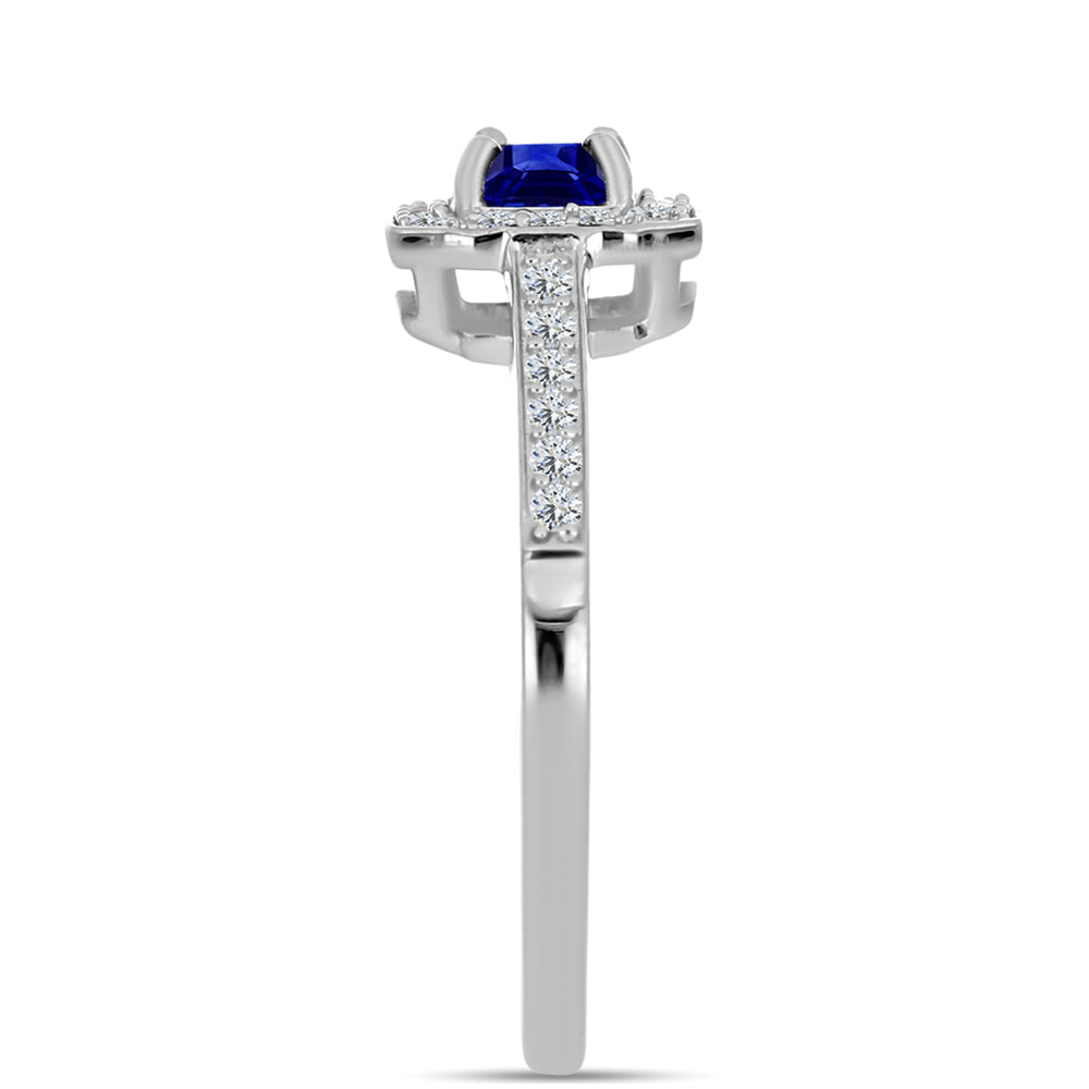 Inel din Argint 925 ( 2.27 grame ) cu Safir Albastru Australian și Topaz Alb 0.78 Carate 4 