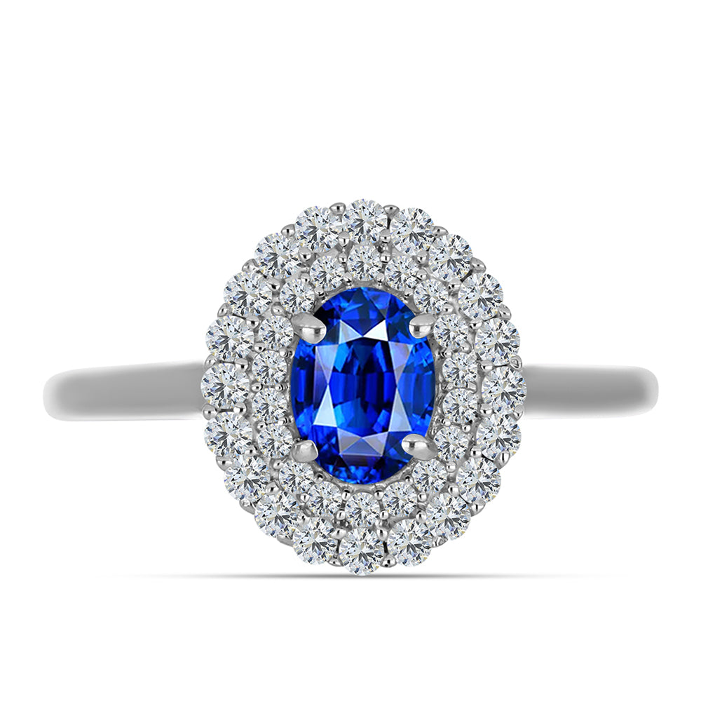 Inel din Argint 925 ( 2.54 grame ) cu Safir Albastru Australian și Topaz Alb 1.53 Carate 1 