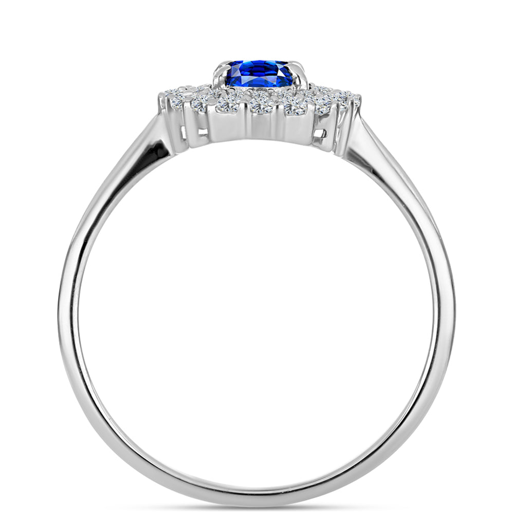 Inel din Argint 925 ( 2.54 grame ) cu Safir Albastru Australian și Topaz Alb 1.53 Carate