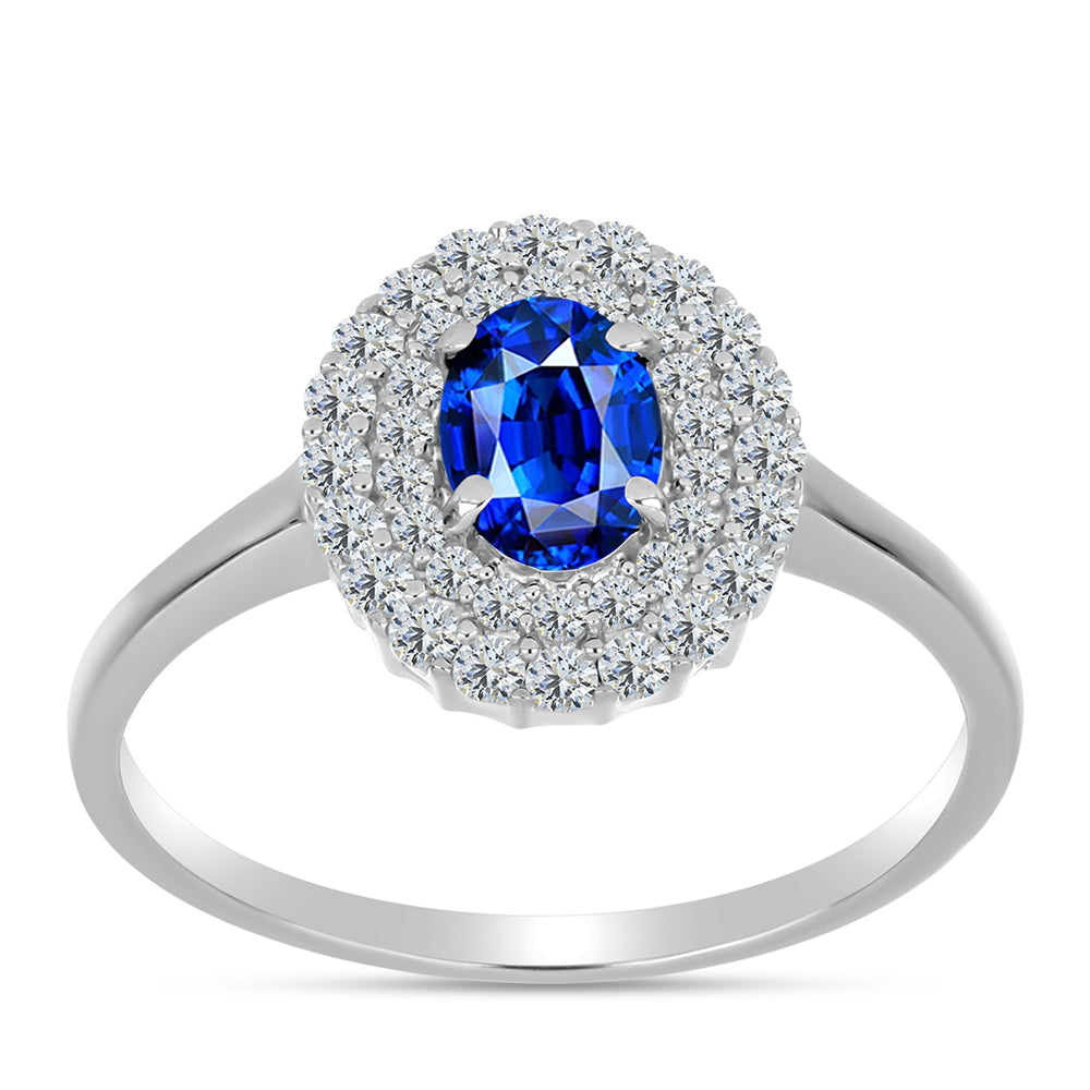 Inel din Argint 925 ( 2.54 grame ) cu Safir Albastru Australian și Topaz Alb 1.53 Carate