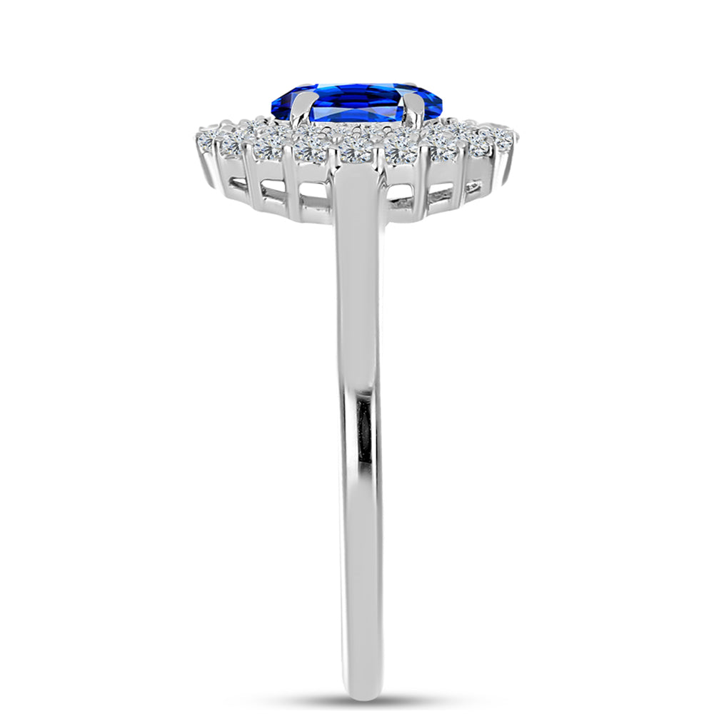 Inel din Argint 925 ( 2.54 grame ) cu Safir Albastru Australian și Topaz Alb 1.53 Carate