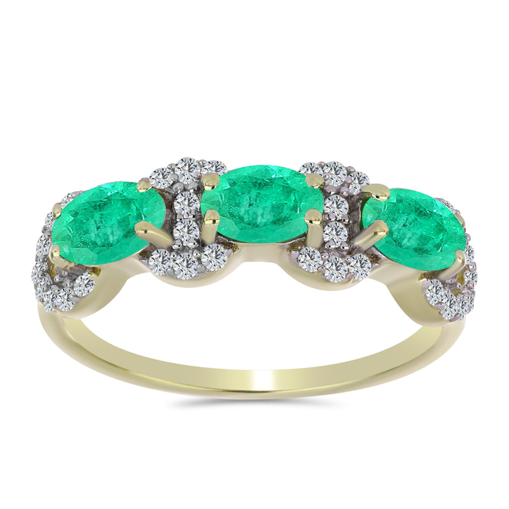 Inel din Argint 925 Placat cu Aur ( 2.32 grame ) cu Smarald Columbian și Diamant Alb 1.58 Carate