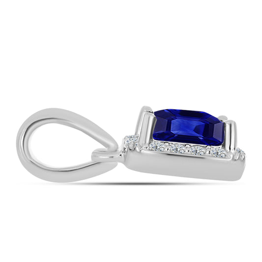 Pandantiv din Argint 925 ( 0.76 grame ) cu Safir Albastru Australian și Topaz Alb 1.03 Carate