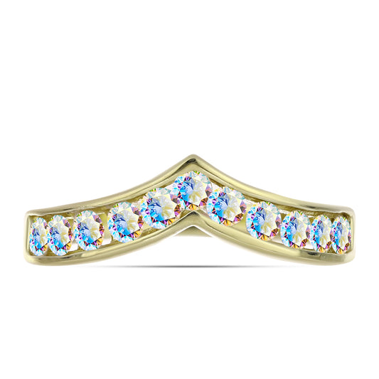 Inel din Argint 925 Placat cu Aur ( 2.57 grame ) cu Moissanit de Gheață 0.66 Carate